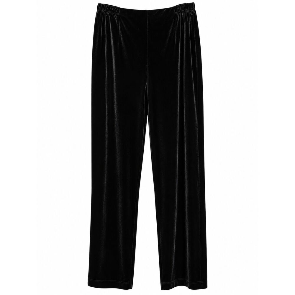 Chico’s Design Black Velvet Pants Size 2 Short 12 Petite Pull On Stretch